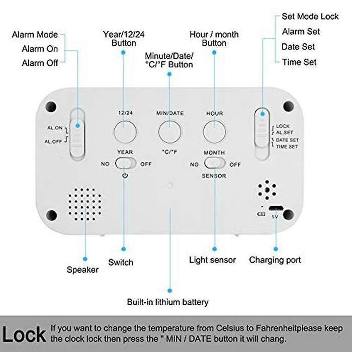 Digital Alarm Clock with Smart Light Sensor and Temperature Indicator