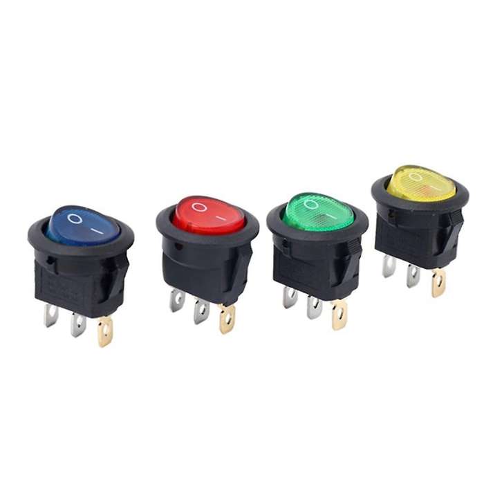20 Pcs Four Colors 12v 3pins Led Rocker Toggle Spst Switch Dot Light