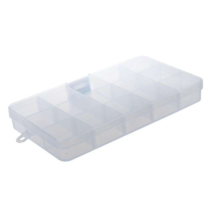 2x 15 Compartments Plastic Storage Plastic Jewelry Box