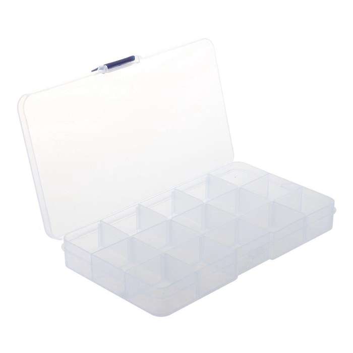 2x 15 Compartments Plastic Storage Plastic Jewelry Box