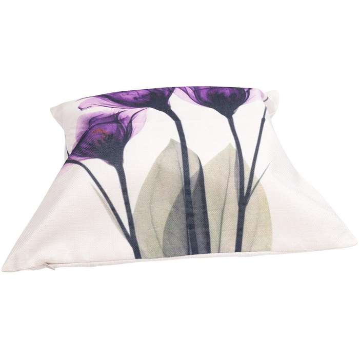 45x45cm Ink Painting Flower Flax Pillow Case Purple