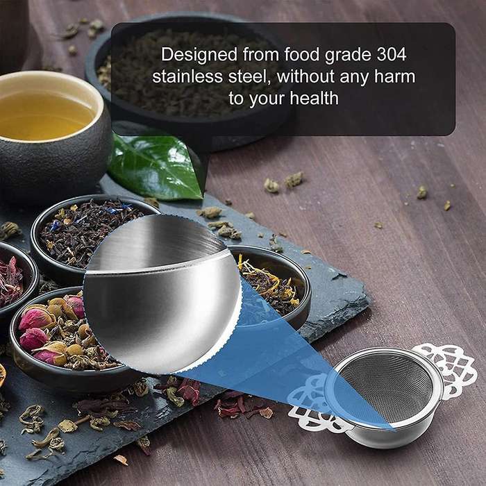 2pcs Stainless Steel Ultra Fine Mesh Tea Strainers with Handles