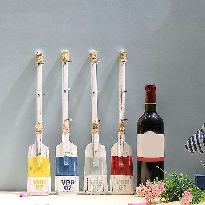 1pc 40cm Nautical Wooden Oar Wall Decor with Hooks Paddle Adornment