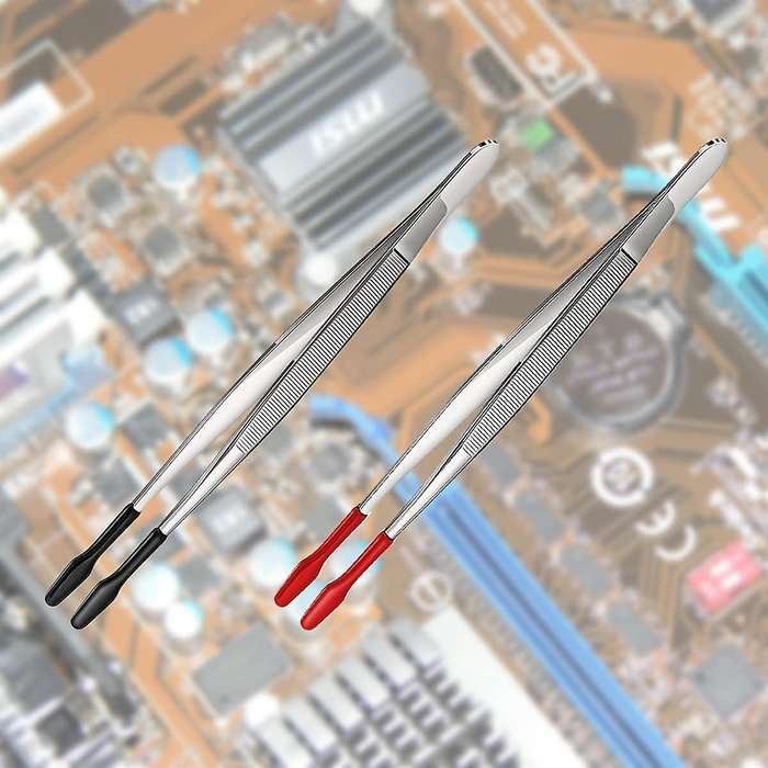 2 Pcs Rubber Tipped Tweezers Soft Tipped Tweezers Pvc Coated