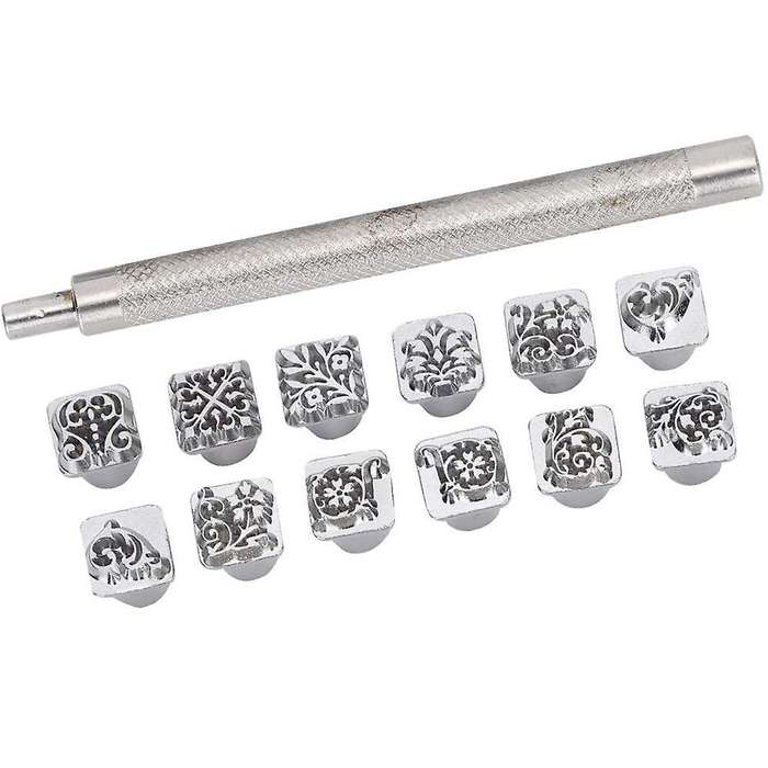 12pcs Stamping Punch Tool Tang Dynasty Flower Design Diy