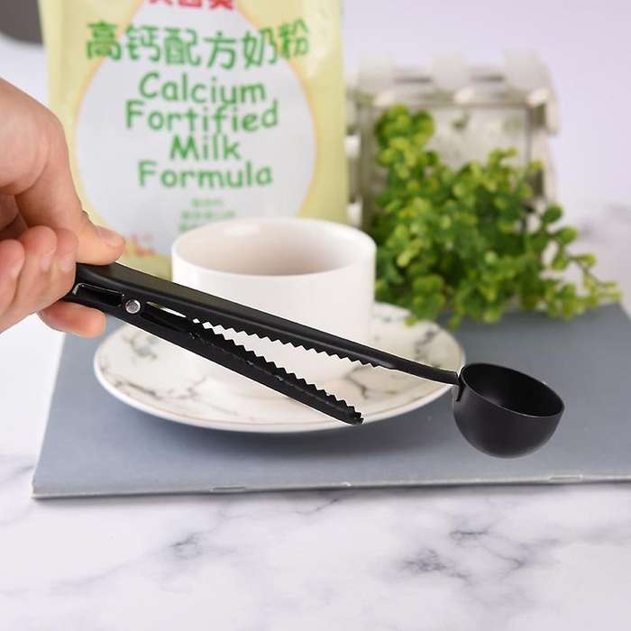 2pack 2 In 1 Coffee Scoop,with Clip-titanium Black+rose Gold