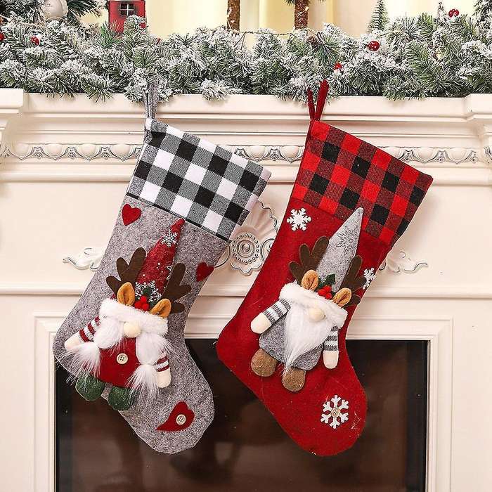 Christmas Stockings with 3d Santa Claus, Fireplace Christmas, A