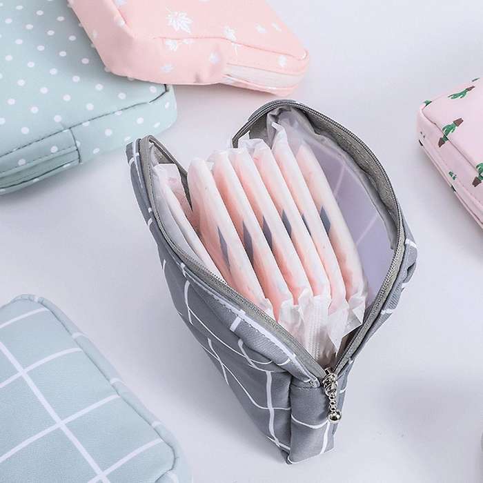 Girl Portable Aunt Towel Storage Bag Cotton Sanitary Napkin Bag C
