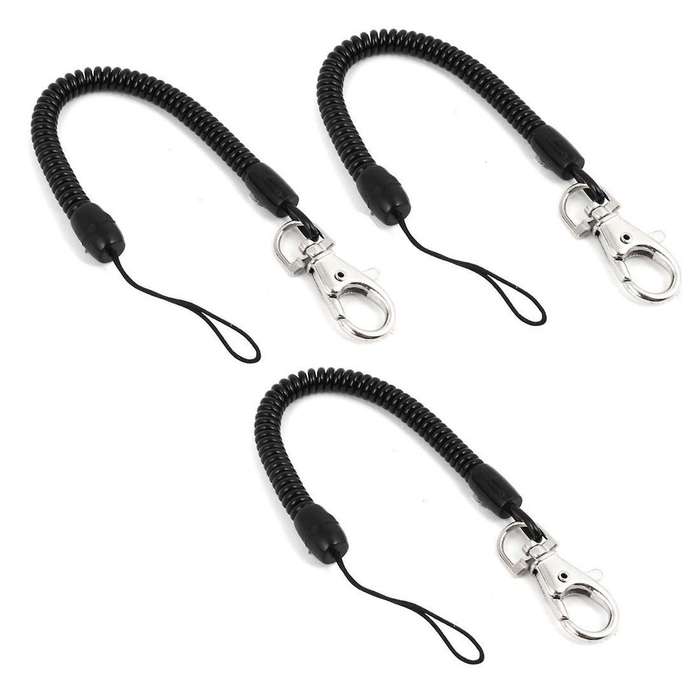 Mousqueton Porte-cles A Anneau A Ressort Helicoidal Sangle 6 Noir