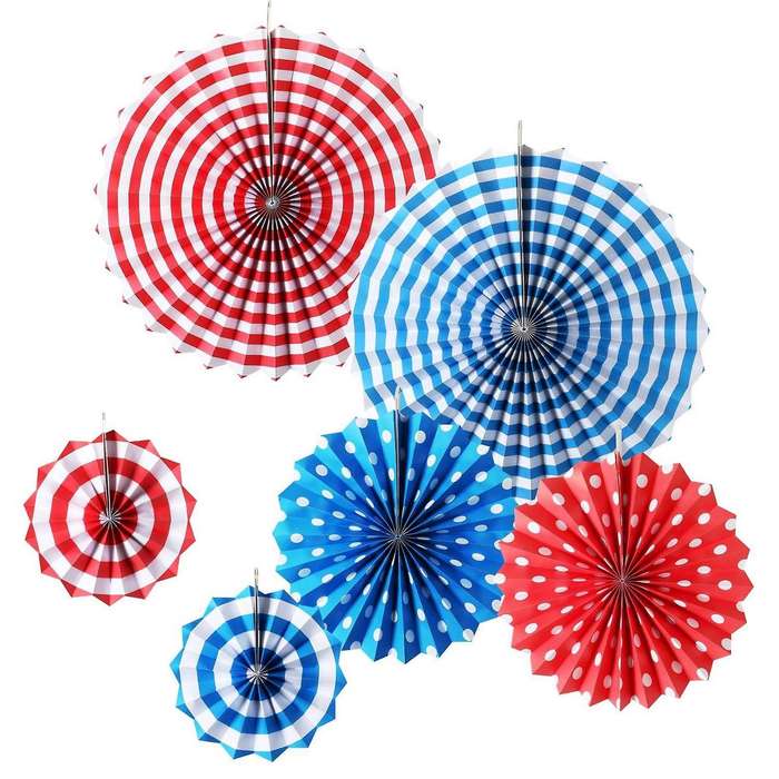 6 Pcs Party Paper Fans Set for Birthday Wedding Graduation Events