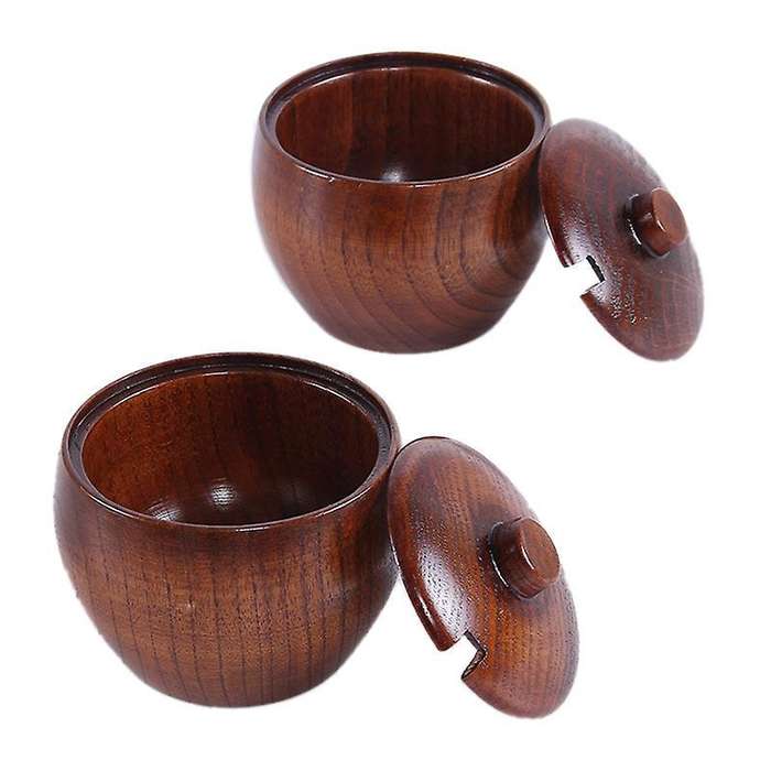 Solid Wood Spice Jar Seasoning Box Japanese Style with and Lid