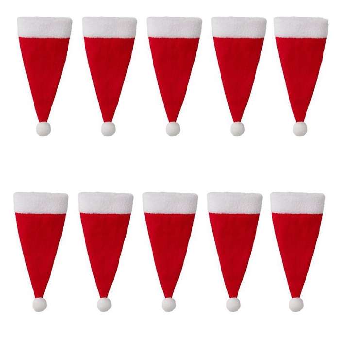Christmas Tableware Holder Bag Mini Santa Hats Kitchen Holders 50pcs