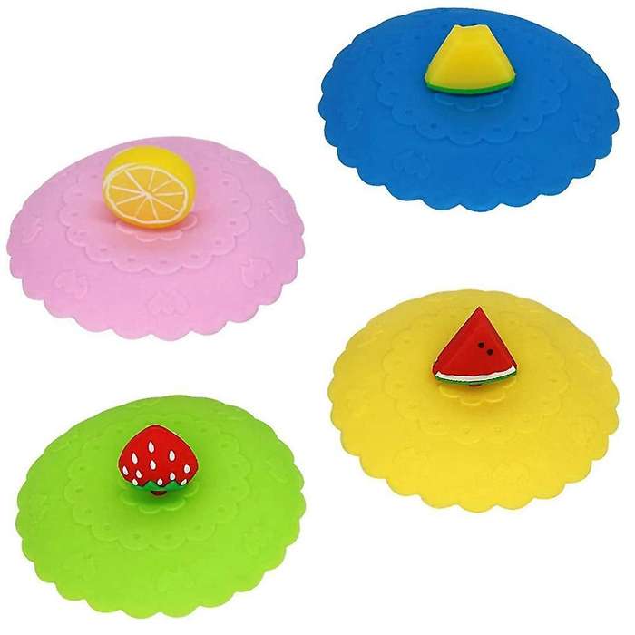 Silicone Cup Lids, Coffee Mug Suction Airtight Seal Lid Cap(4pcs)
