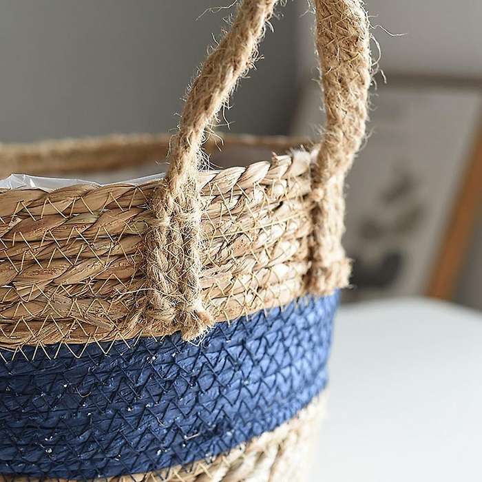 Seagrass Planter Woven Flower Pot Basket with Waterproof Liner,small