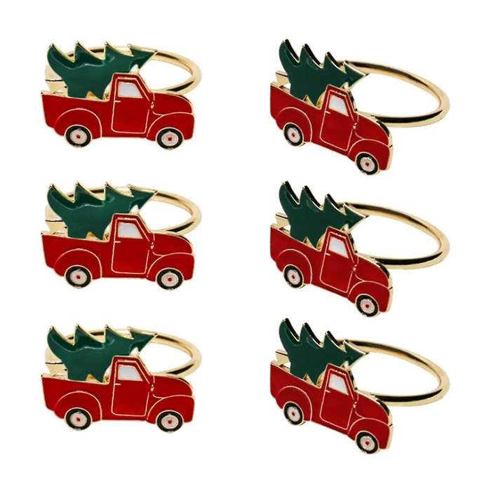 6 Pcs Christmas Car and Tree Napkin Ring,napkin Ring Holder