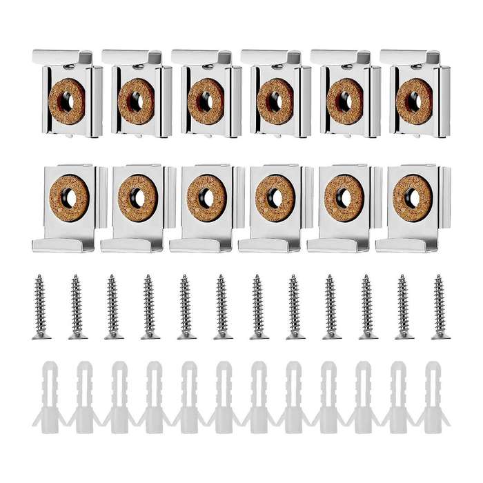 12 Pieces Spring Loaded Mirror Mounting Clips with Screws Tools