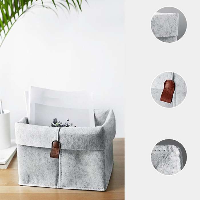 Nordic Felt Basket Living Room Table Sundries Storage Basket Grey
