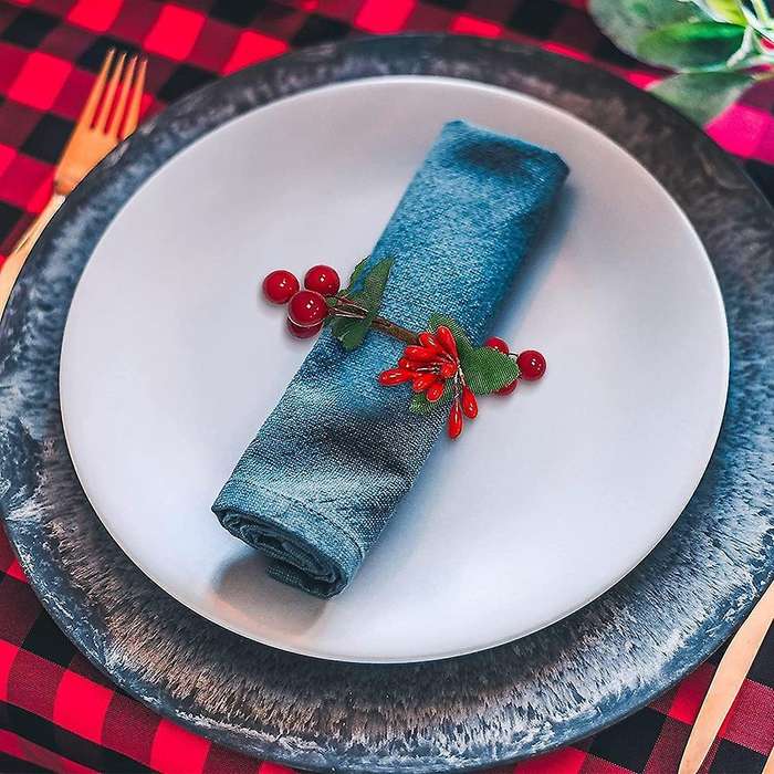Napkin Rings,red Berry Table Decorations for Christmas Birthday Party