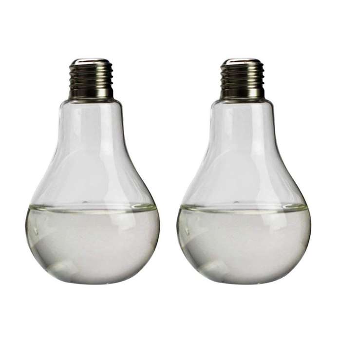 2x Transparent Glass Bulb Shape Table Vase for Plants Home Decoration