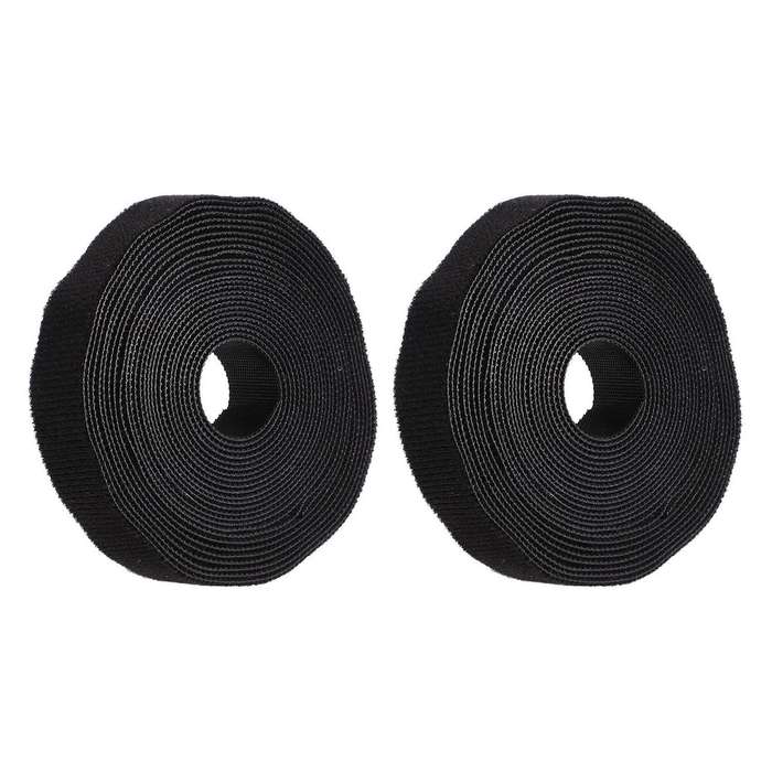 2x Fastening Tape 2cm Hook & Loop Fastening Tape Cable Ties 5m Black