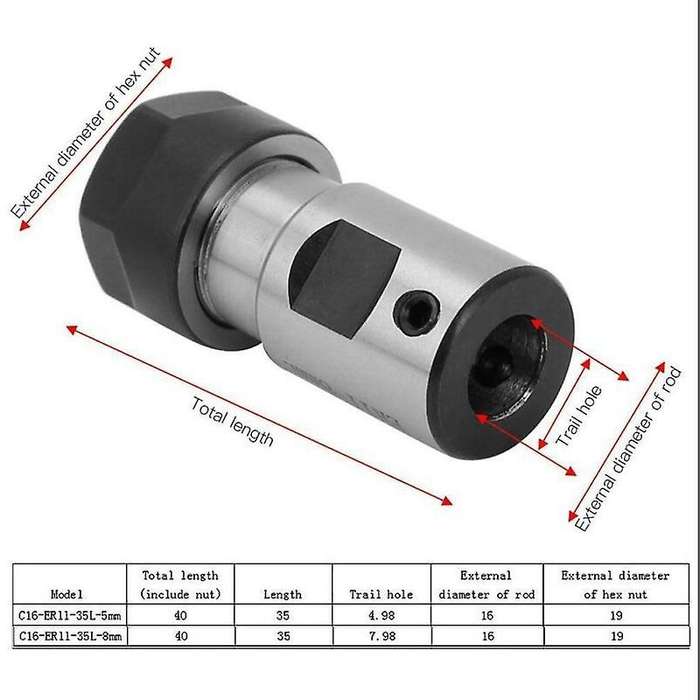 Holder Shank Chuck Tool 35mm Extension Milling C16-er11-35l 5mm Nut
