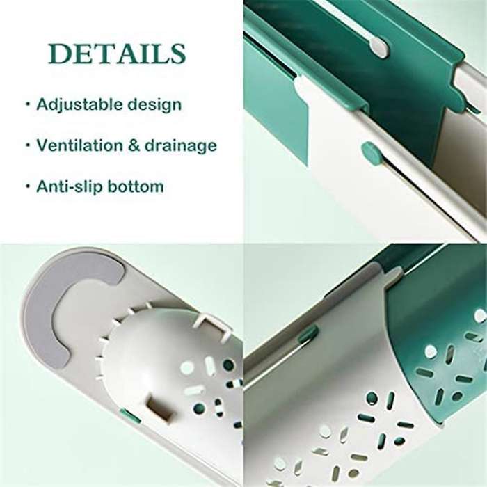 Telescopic Sink Storage Rack,drying Holder Stand for Kitchen Blue