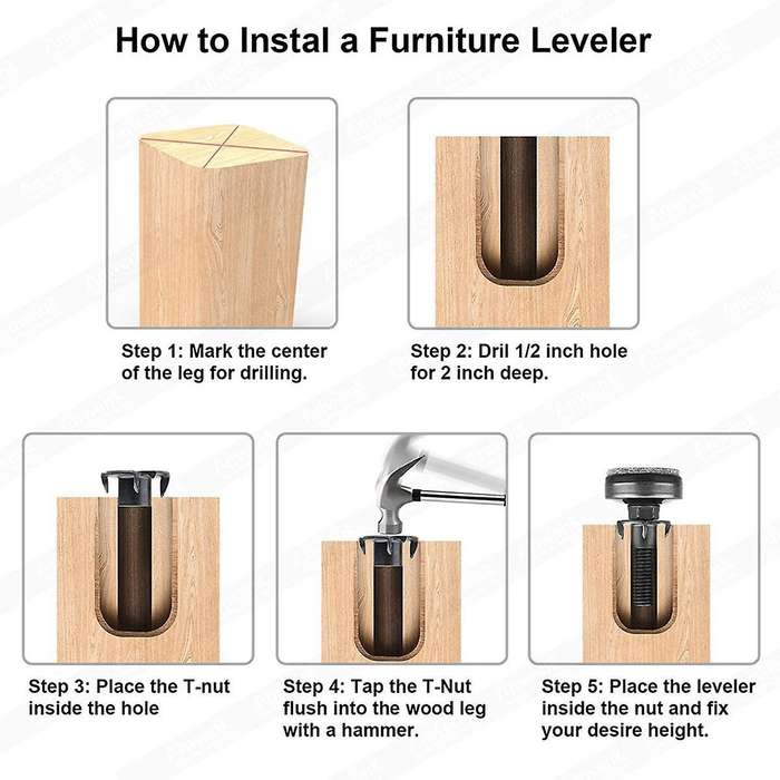 4pcs Furniture Levelers Adjustable for Cabinets Tables Chairs Raiser