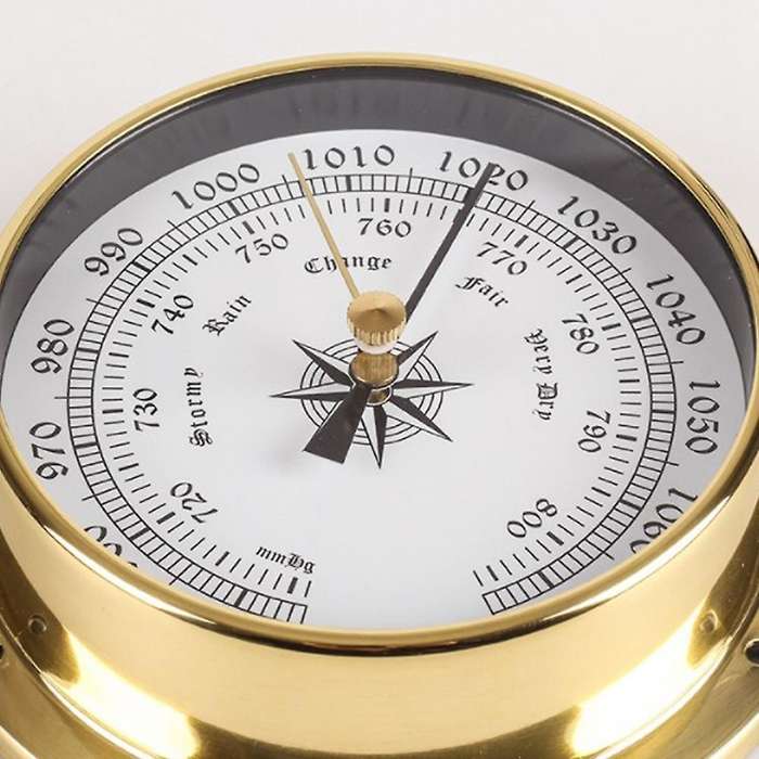 4pcs Brass Case Weather Station Barometer and Clock Tid 115mm