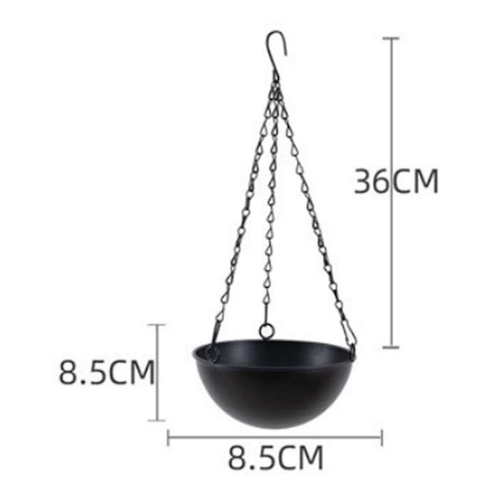 Metal Hanging Flower Pot Chain Hanging Planter Basket Flower Vase, C