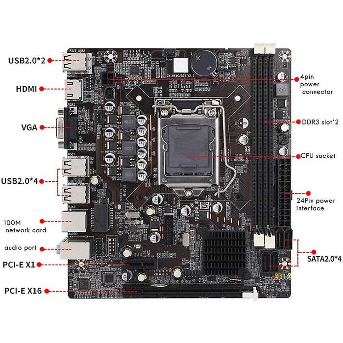 H61 Motherboard Lga 1155 Ddr3 Memory 16gb Micro-atx Desktop Mainboard