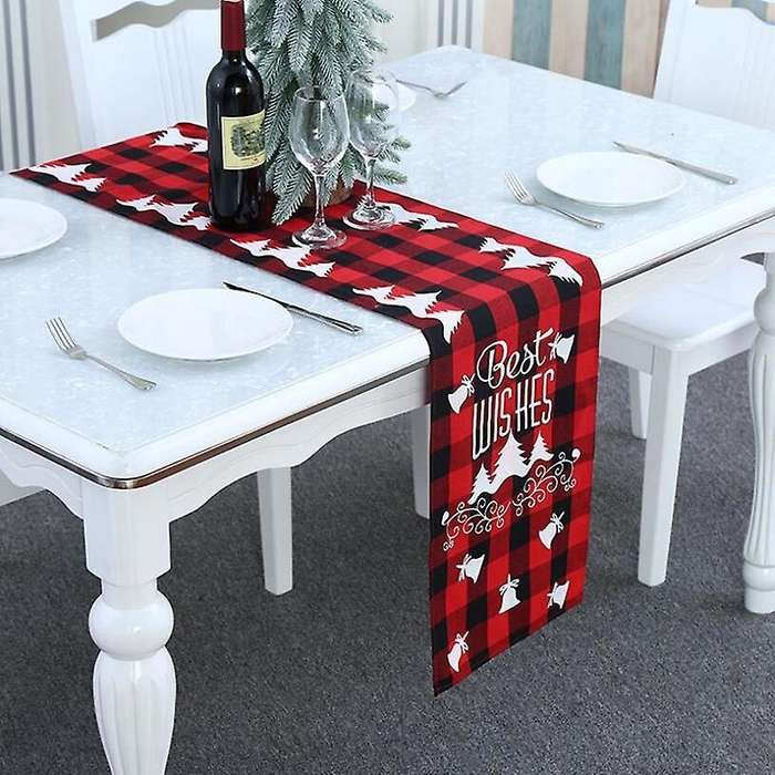 Grid Household Table Mat Cloth Set 180cmx31cm, Christmas Decoration,d