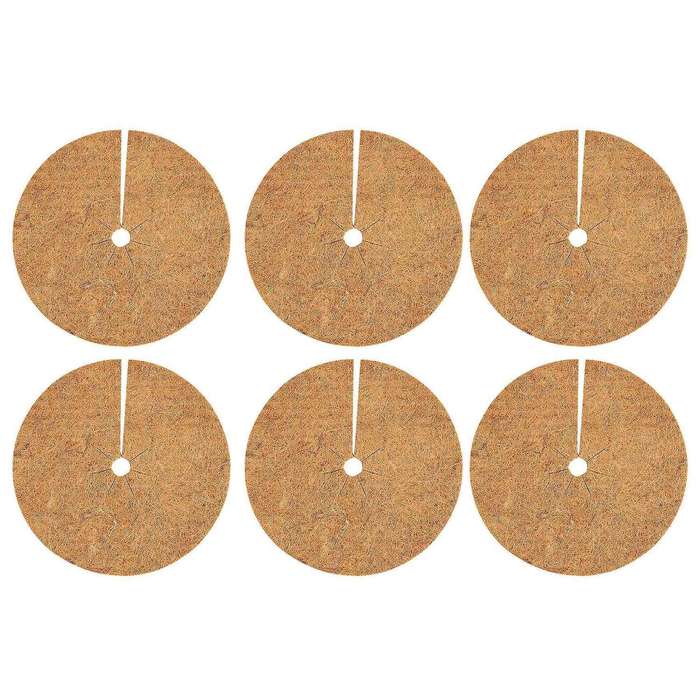 6pcs Natural Coco Coir Fiber Tree Mulch Ring Protector Mat 20cm