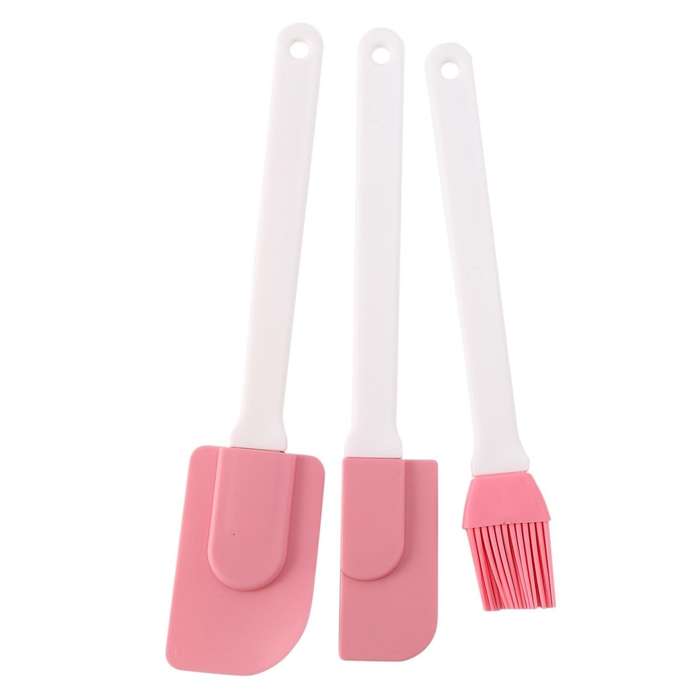 3pcs Silicone Spatulas Buttercream Cake Scraper Heat Resistant Brush