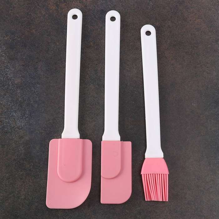 3pcs Silicone Spatulas Buttercream Cake Scraper Heat Resistant Brush