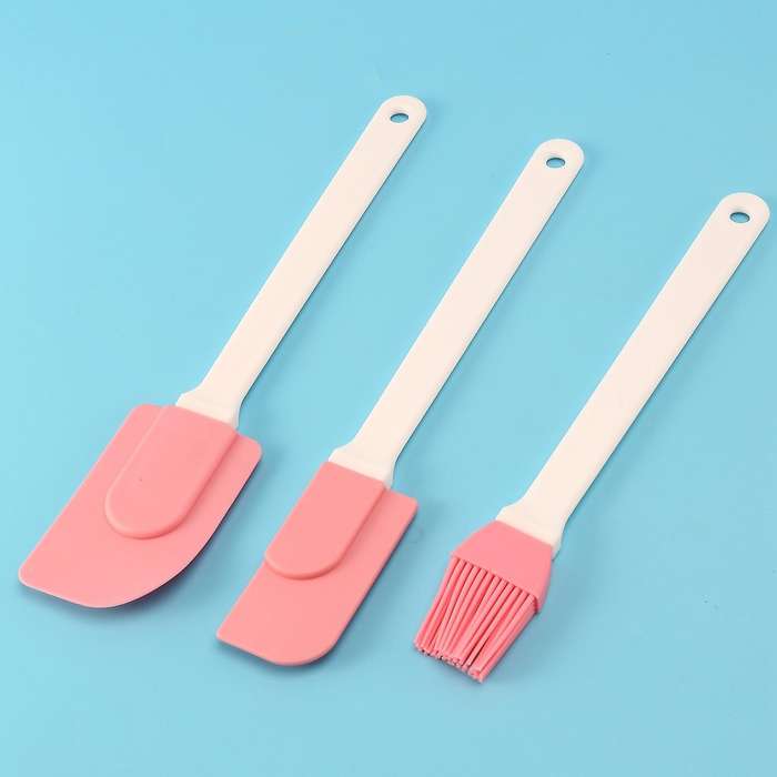 3pcs Silicone Spatulas Buttercream Cake Scraper Heat Resistant Brush