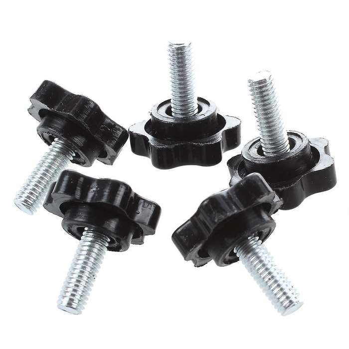 5 Pcs M6 X 15mm Male Thread 25mm Hex Shaped Head Clamping Knob Black