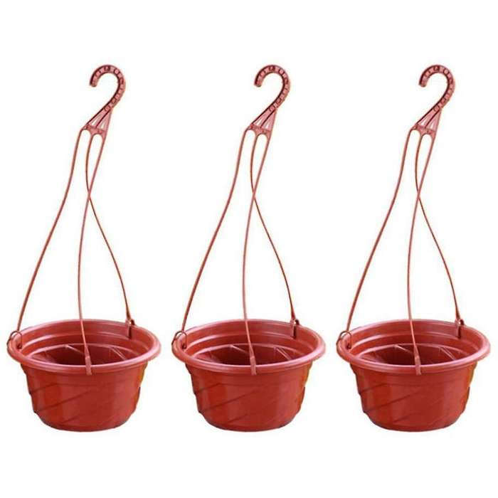 3pcs Hanging Pot Plant Potted Hanging Pot Balcony Plant Potted Red