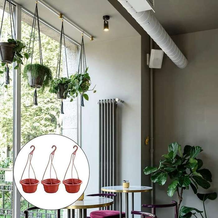 3pcs Hanging Pot Plant Potted Hanging Pot Balcony Plant Potted Red