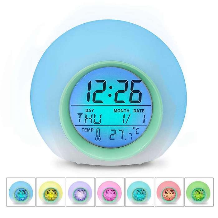 Kids Alarm Clock - Wake Up Light Digital Clock with 7 Colors Changing