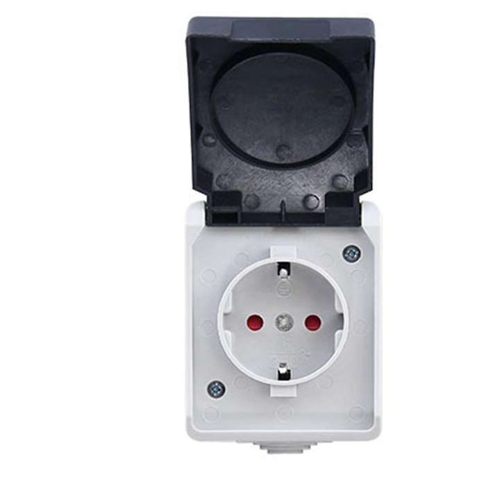 2p+e 16a 250v Ip44 Outdoor Power Socket with Cover Eu Plug(single)