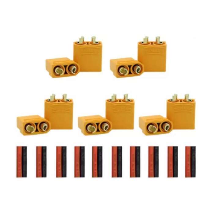 Xt90 Connector 5 Pairs Male for High-amp Rc Lipo Battery Gold Plated