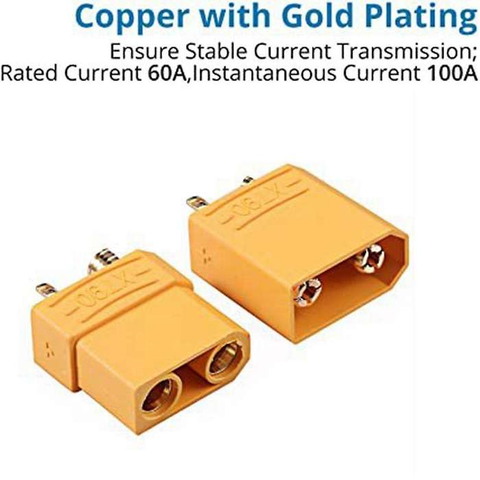 Xt90 Connector 5 Pairs Male for High-amp Rc Lipo Battery Gold Plated