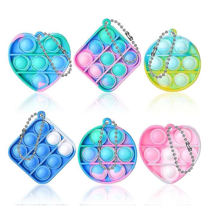 6 Pcs Mini Fidget Sensory Toy Silicone Keychain Toy Decompression