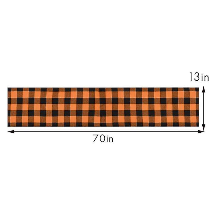 13x70inch Black and Orange Plaid Table Runner,for Party Home Decor