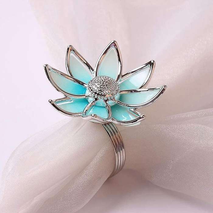 4 Pcs Blue Lotus Holder Napkin Ring,table Plate Napkin Ring,napkin