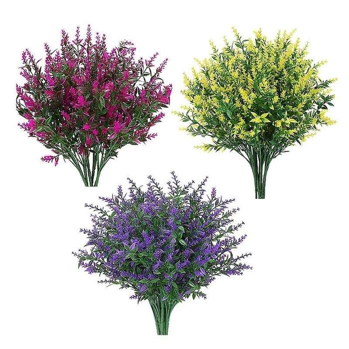 12 Bundles Artificial Lavender Flowers Outdoor Fake Flowers