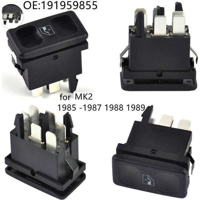 2pcs Car Black Plastic Metal Power Window Control Switch Button