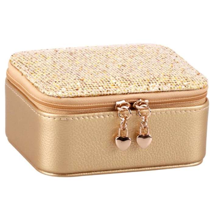 Zipper Jewelry Earrings Organizers Pu Leather Multi Compartment,gold