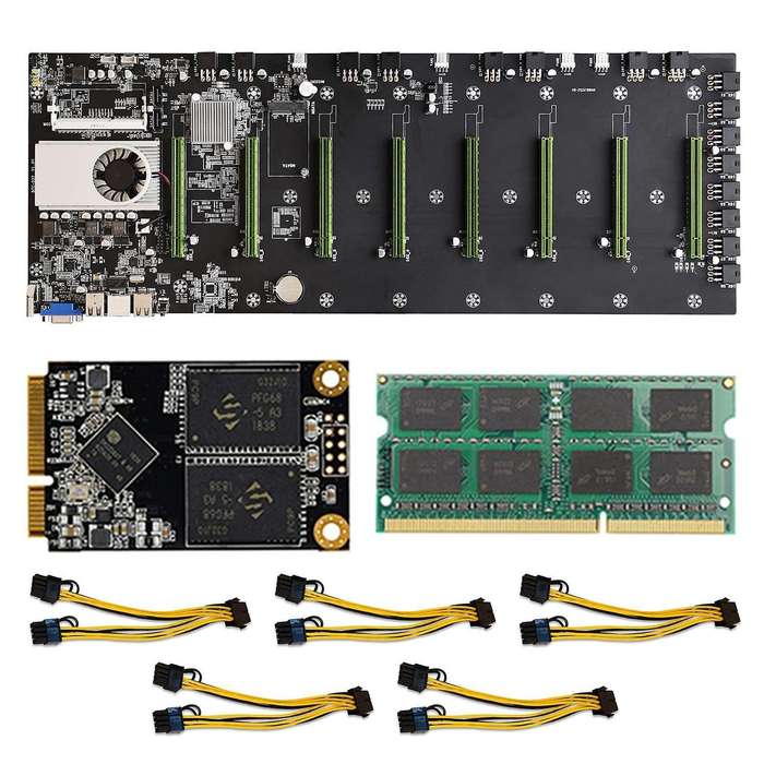 D37 Btc Miner Motherboard with Cpu+8x8pin Cable+128g Ssd+8gb Memory