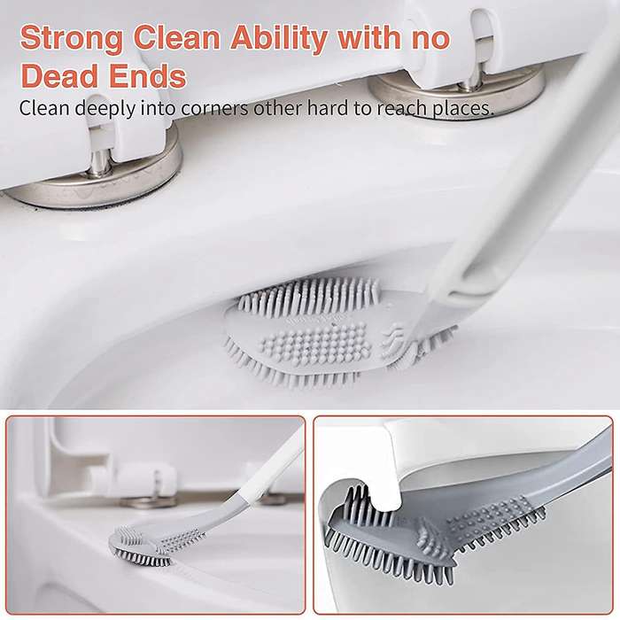 2 Pcs Toilet Brush No Dead Ends Household Toilet Cleaning Brush